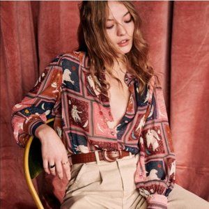 NWT Sezane Squared Astrology Print Tianna Top Size FR 34